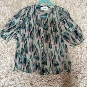 Ba&sh Ikat Turquoise and Pink blouse